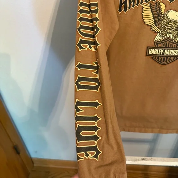 Harley-Davidson Tan Long Sleeve Women’s Graphic Tee Size S Wisconsin - Picture 4 of 10